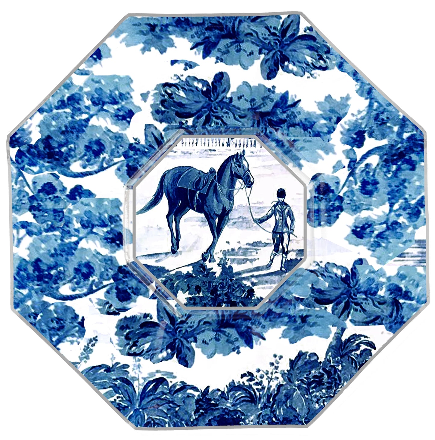 Equestrian Toile Decoupage Plate