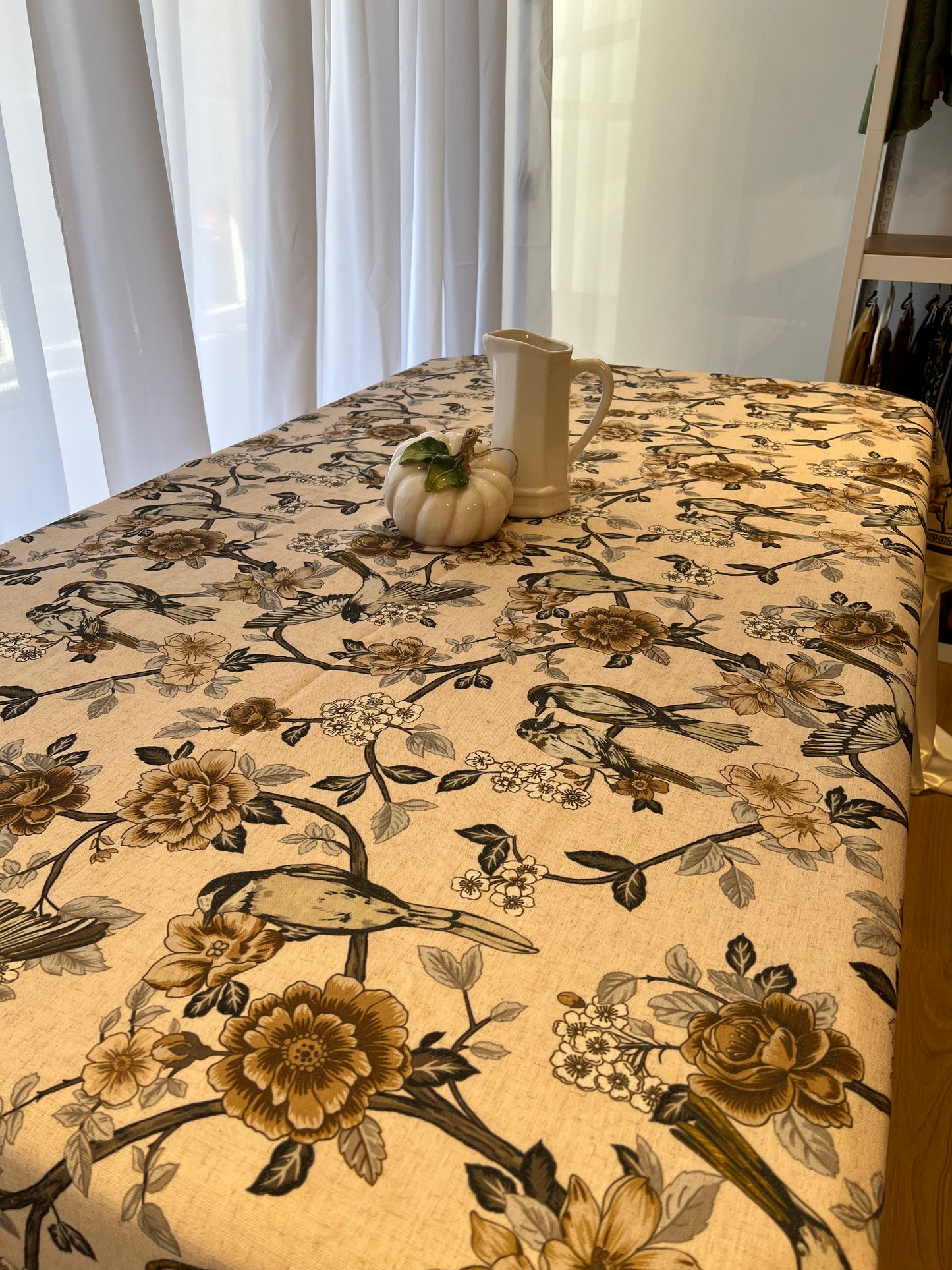 Vintage Aviary Cotton Tablecloth