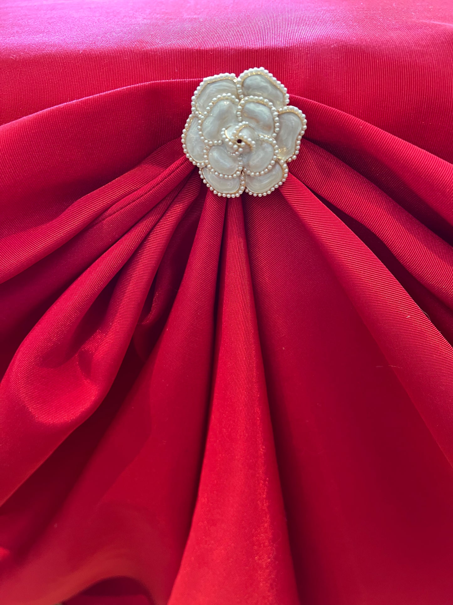 Camellia Pearl Enamel Brooch