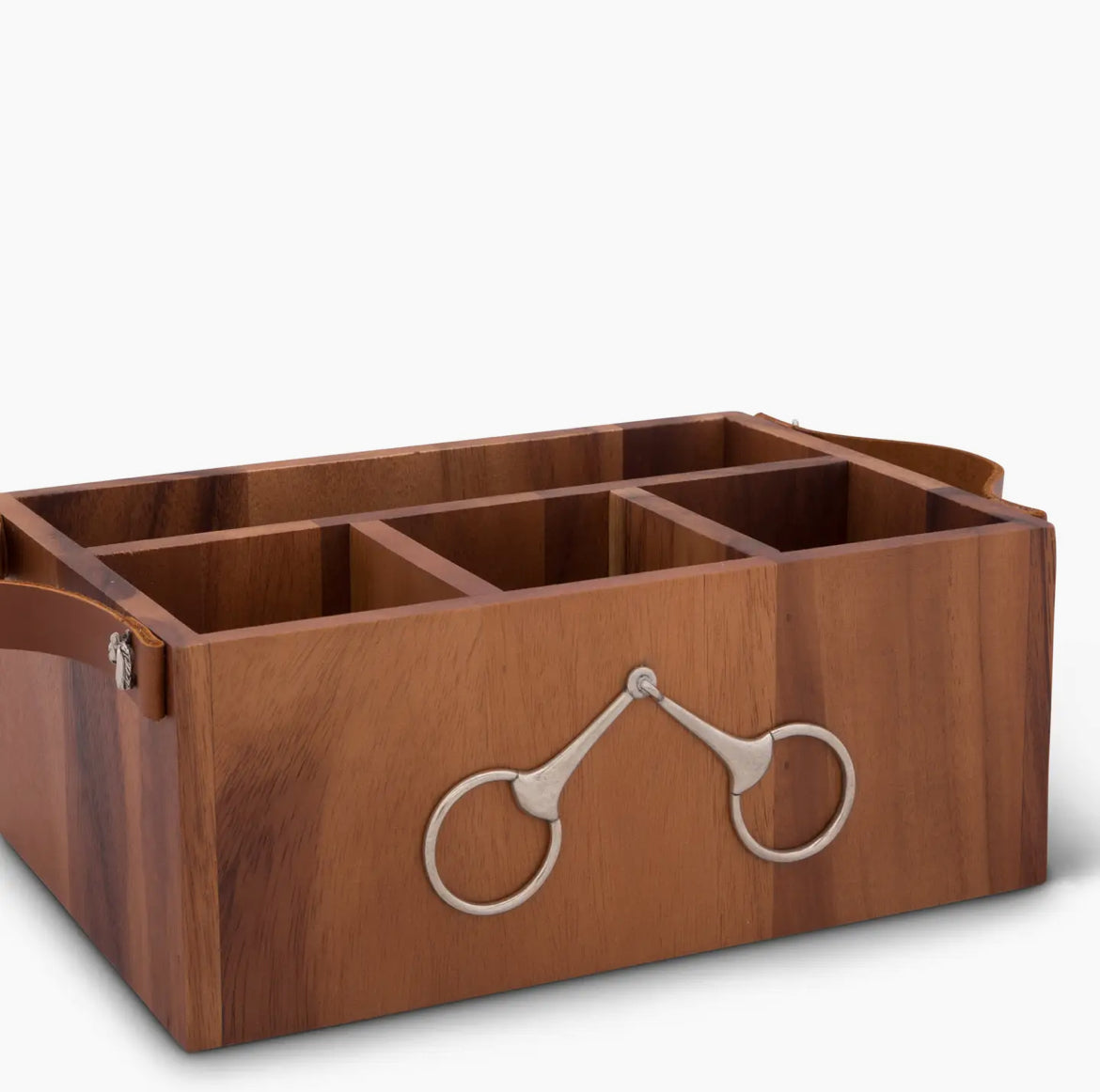 Horse Bits Leather Handles Flatware Caddy