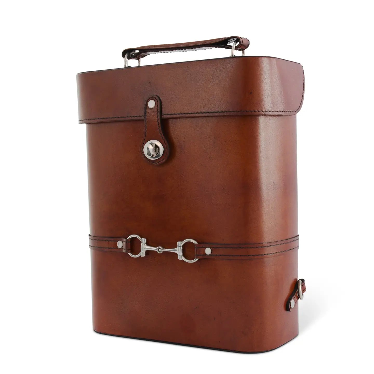 Leather Double Wine Bottle Carrier/Tote with Bit Design