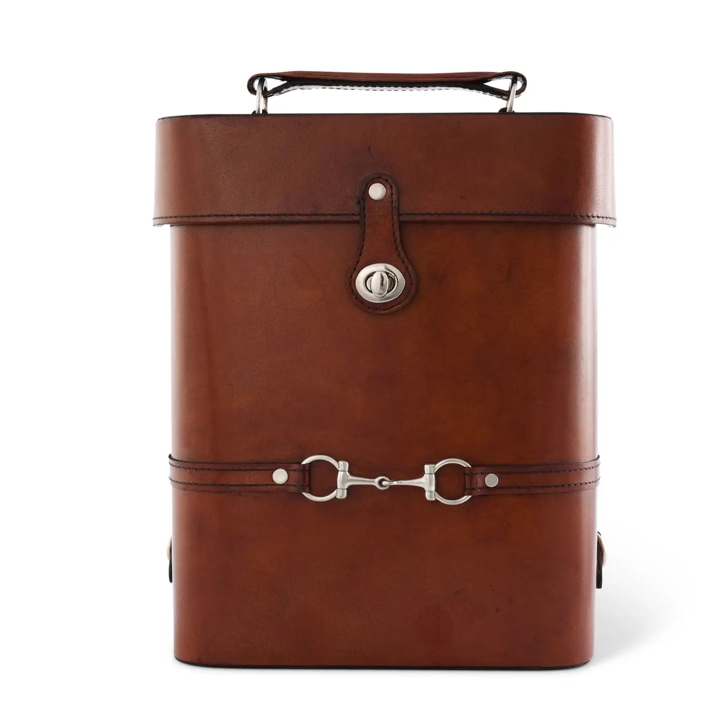 Leather Double Wine Bottle Carrier/Tote with Bit Design