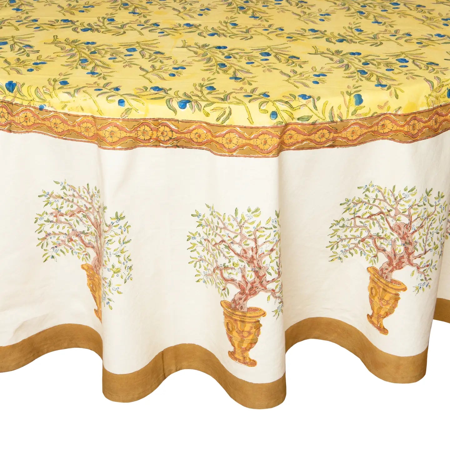 Olive Tree Khaki & Blue French Tablecloths