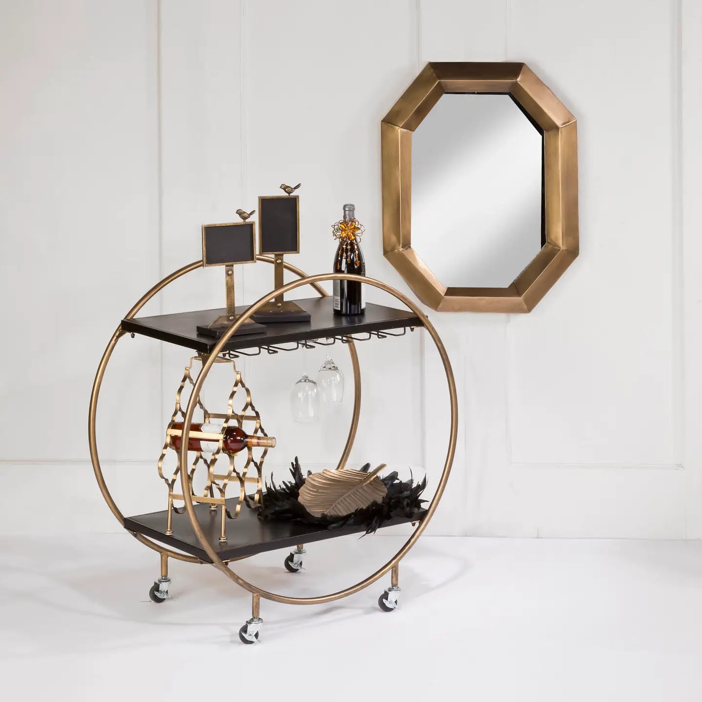 Metal Retro Rolling Bar - Gold with Black