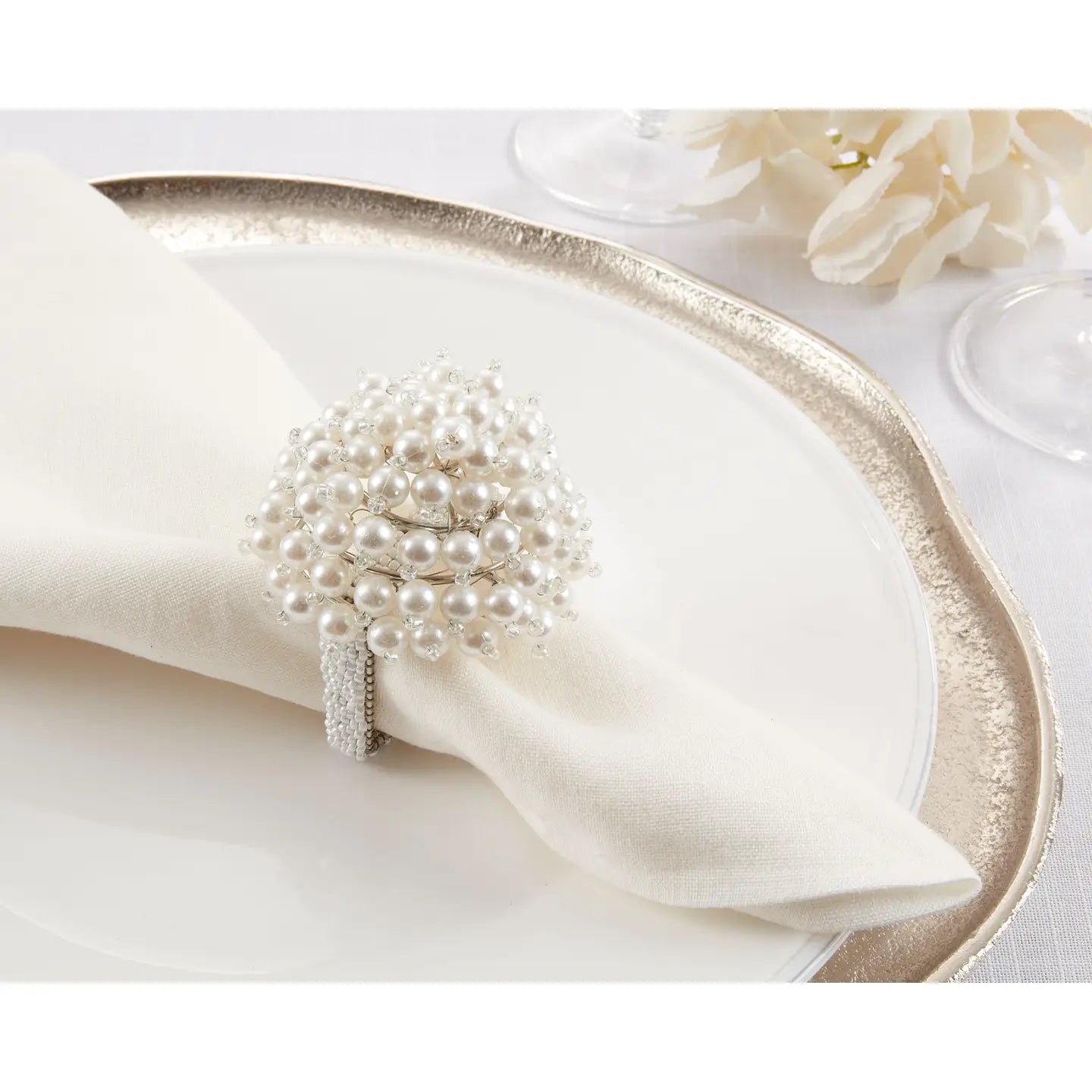 Pearl Dome Napkin Rngs Set of Four
