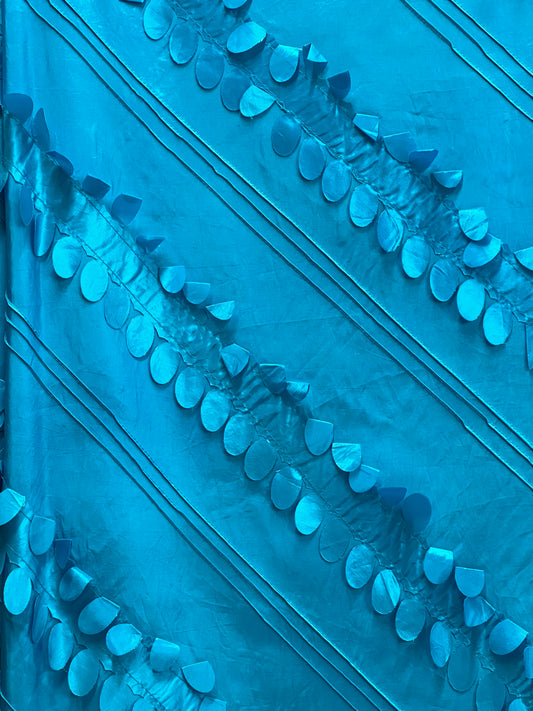 Table Linen Rental Peacock Blue Petal Stripe