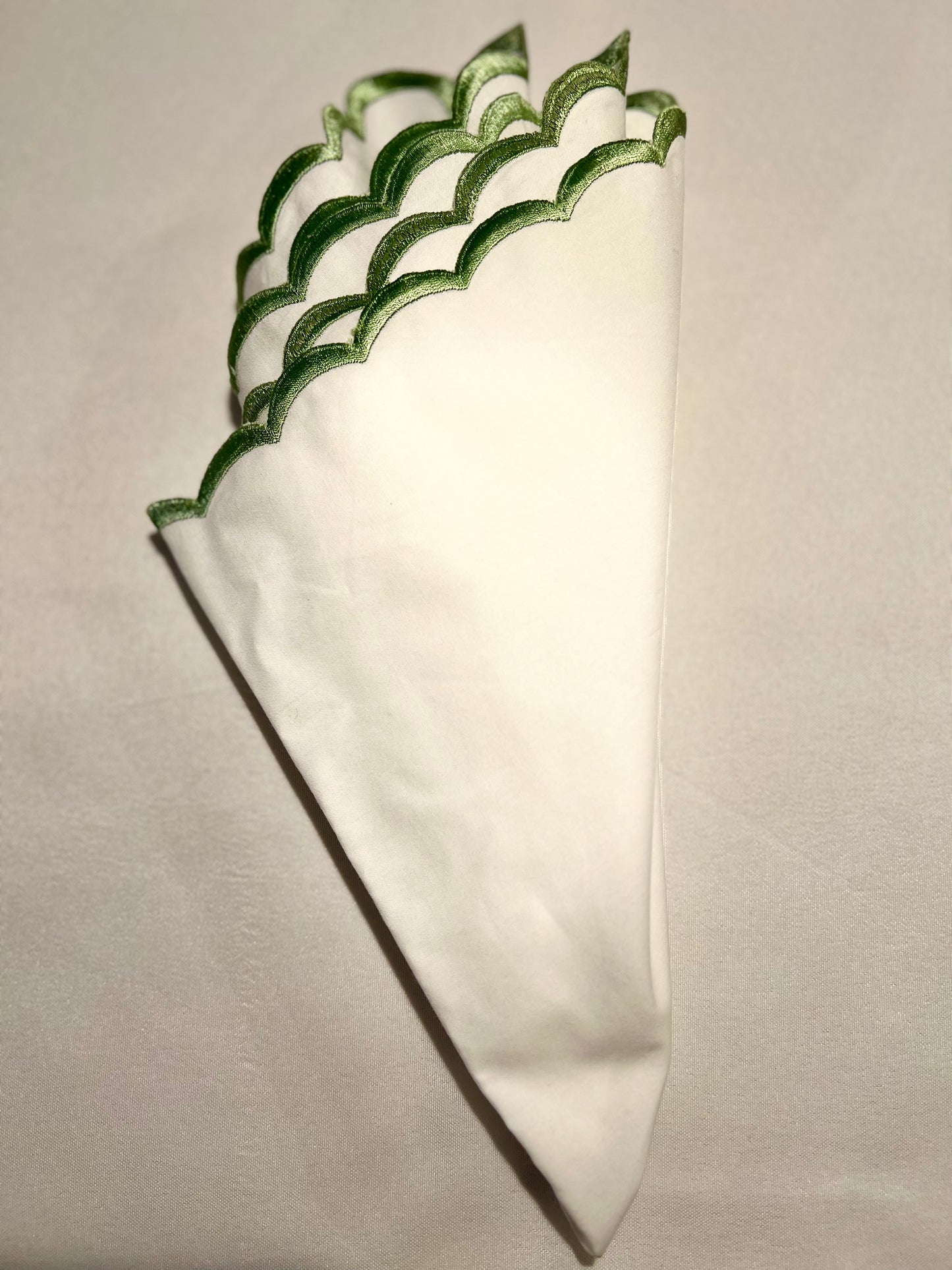 Sage Scalloped Cotton Napkin