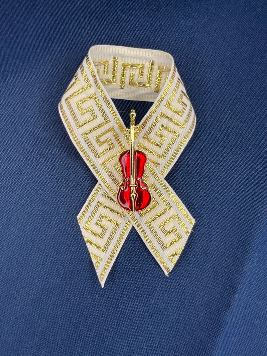 Enamel Violin Metal Brooch