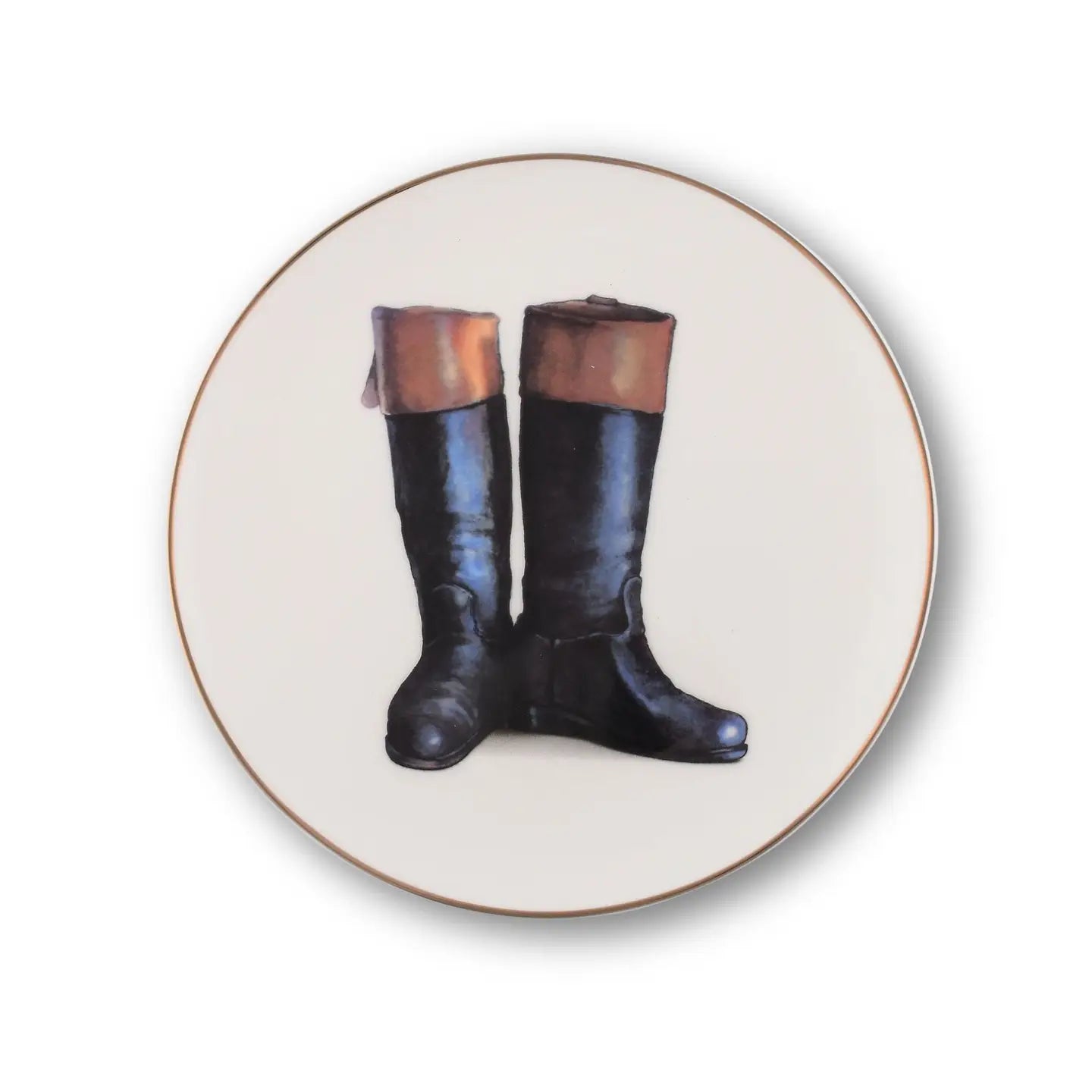 Wellington Riding Boot Pattern Bone China Round Salad Plate
