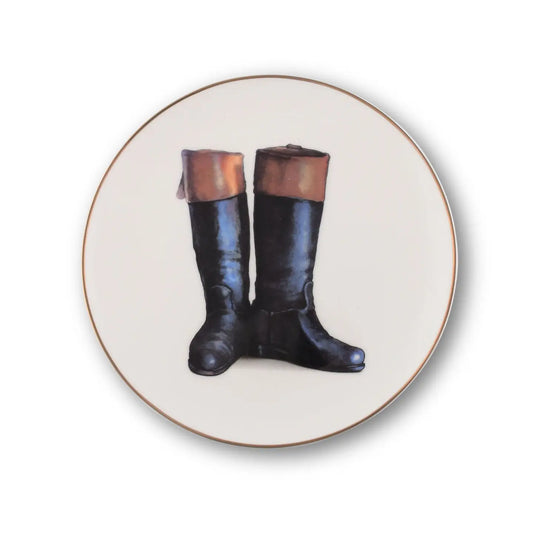 Wellington Riding Boot Pattern Bone China Round Salad Plate