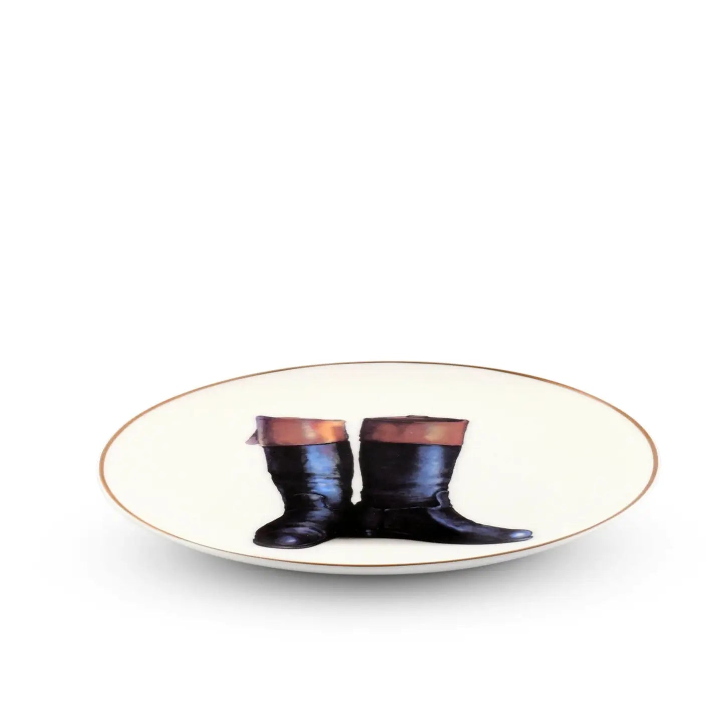 Wellington Riding Boot Pattern Bone China Round Salad Plate