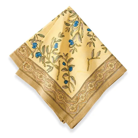 Olive Tree Khaki/Blue Napkins (Set of Four)